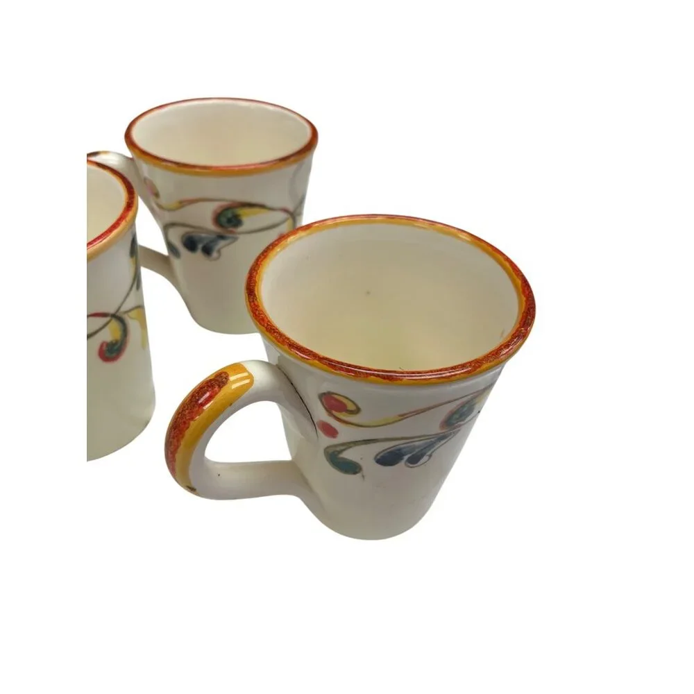 Sur La Table Italian handcrafted multi color ceramic 5 piece mug set SKU 9940